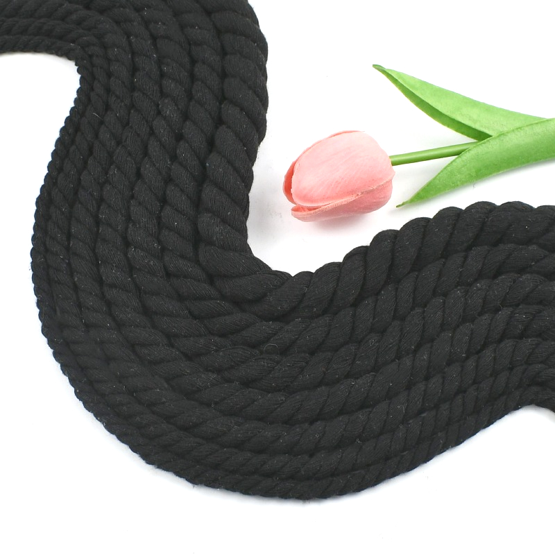 Sewing Thread In Textile - 1-5M 5-20mm 블랙 3가닥 꼬임 면끈