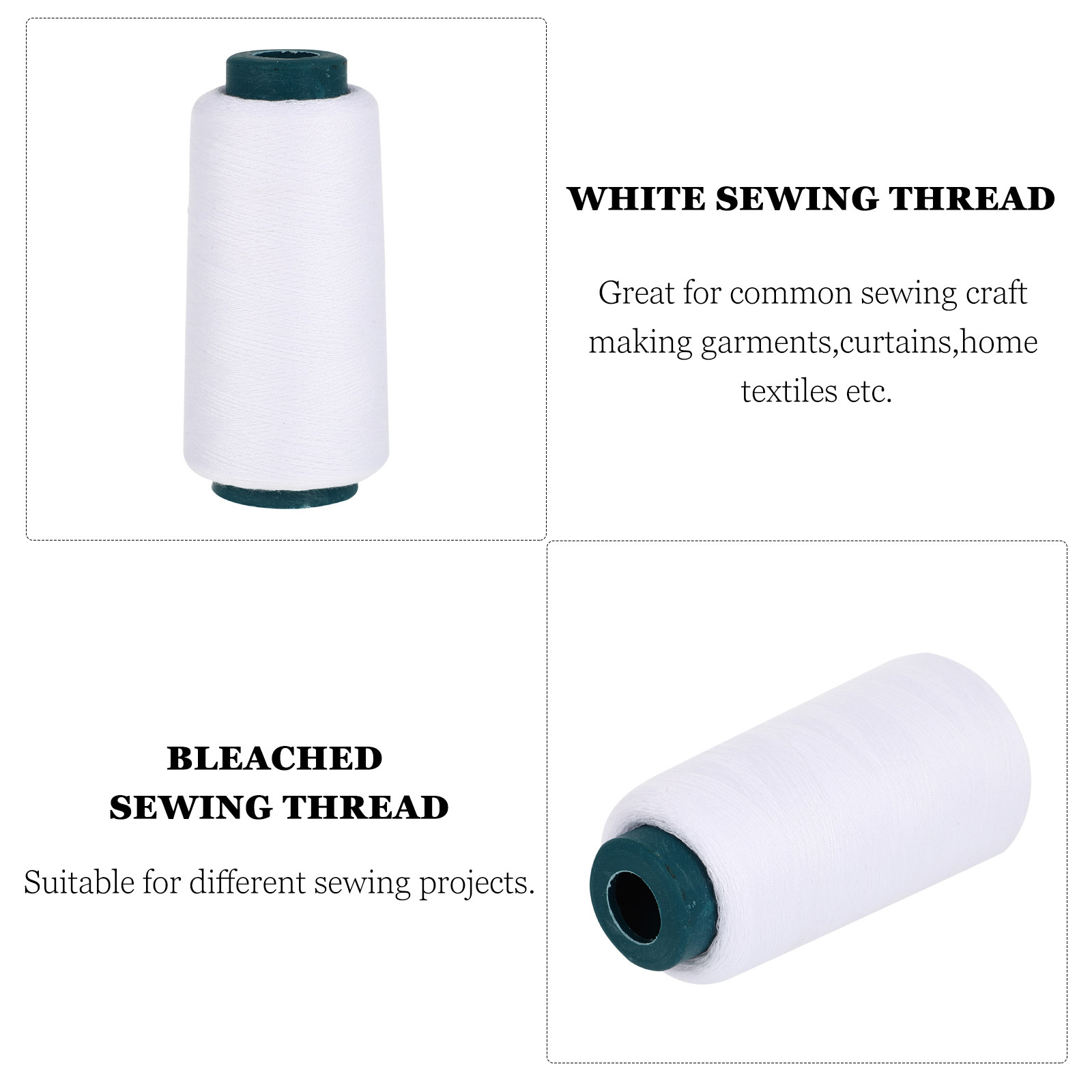 3000야드, 표백 처리된 흰색 폴리에스터 실, 고강도 - Sewing Thread In Textile 리뷰 및 가격