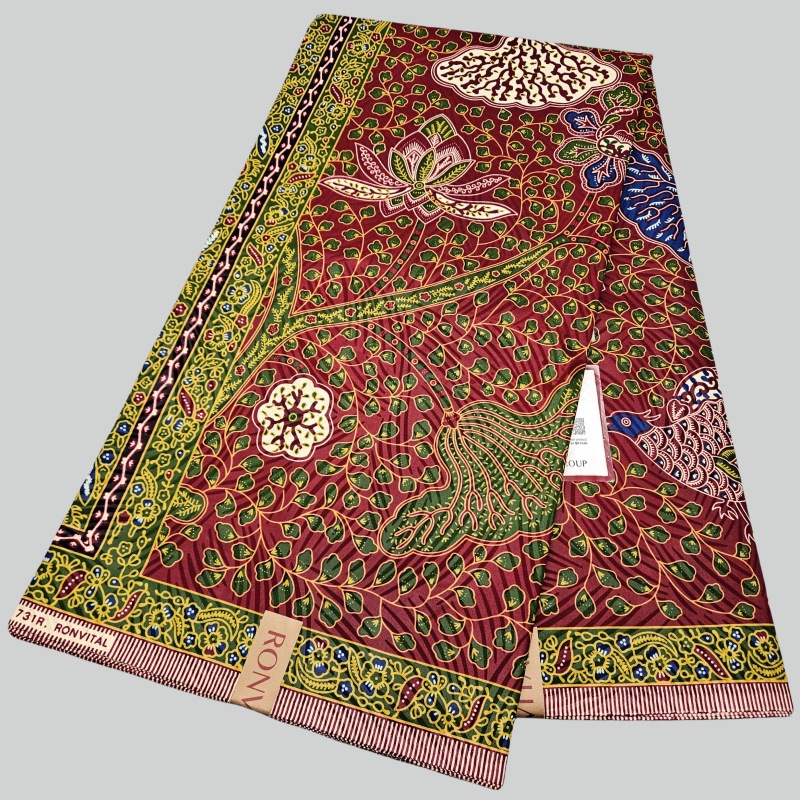 46인치 * 6야드 녹색 잎사귀 프린트 레드 아프리카  - Sewing Batik Fabric 리뷰 및 가격